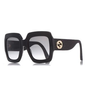 Gucci Black Gg0102s - 001 Glitter Square Sunglasses